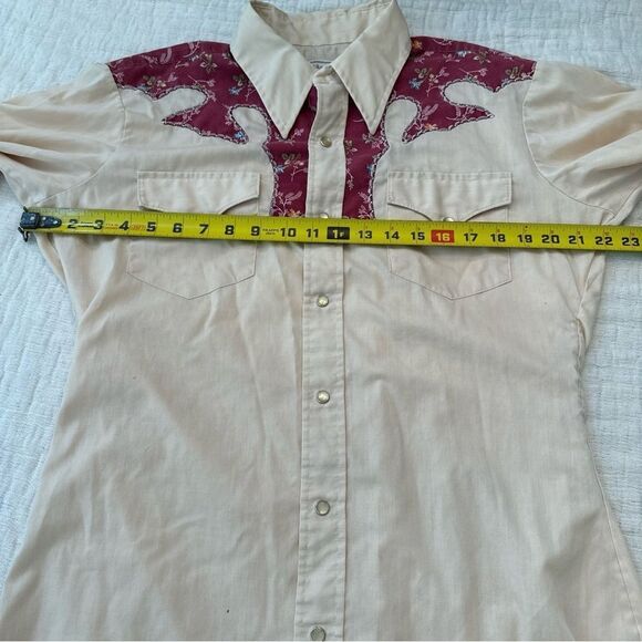 Vintage 70s H Bar C Ranchwear Western Shirt Sz M/L? Pearl Snap Up Floral - Picture 6 of 12